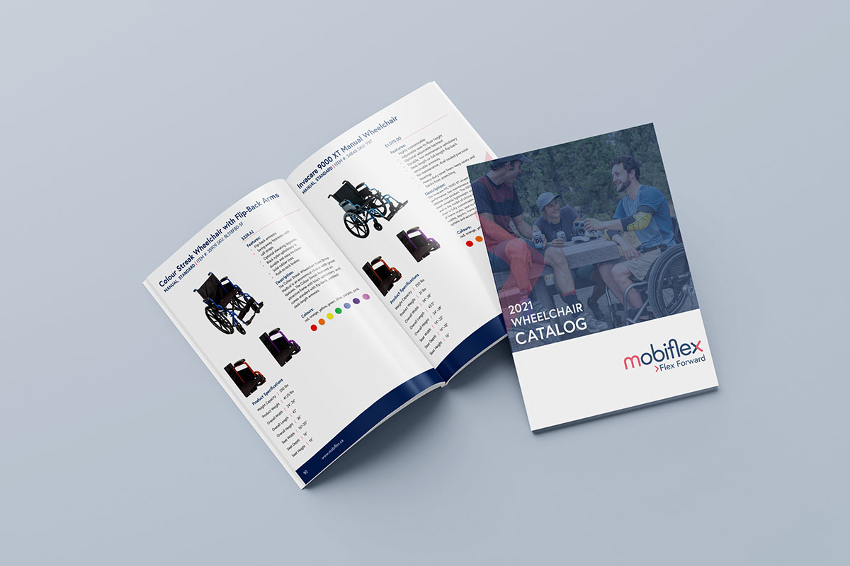 Mobiflex catalog cover and spread