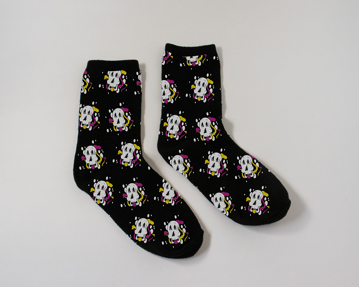 pair of socks with skull pattern