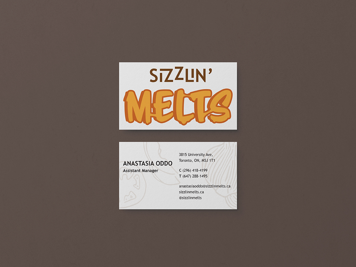 Sizzlin' Melts business card