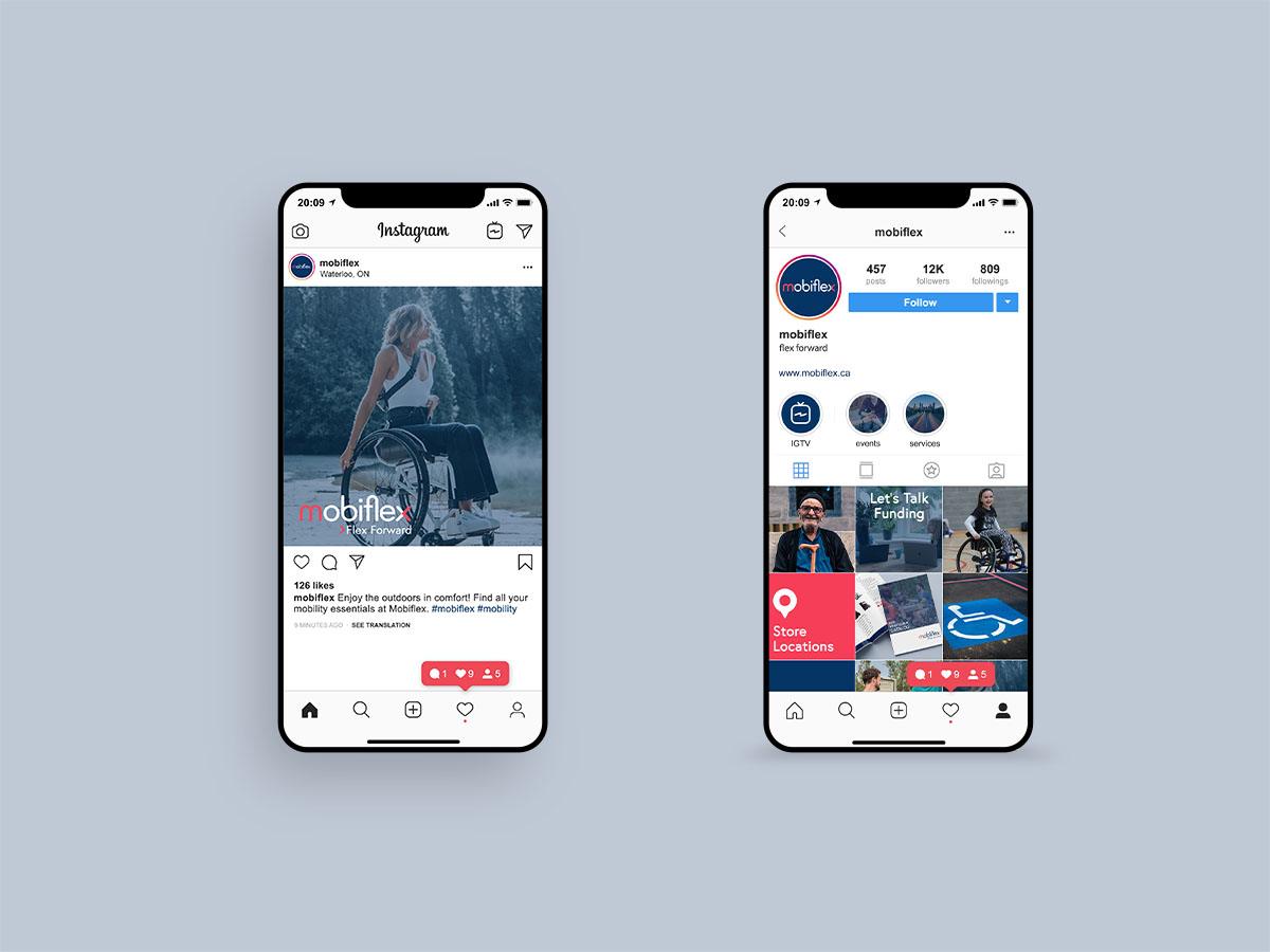 MobiFlex Instagram page on a phone