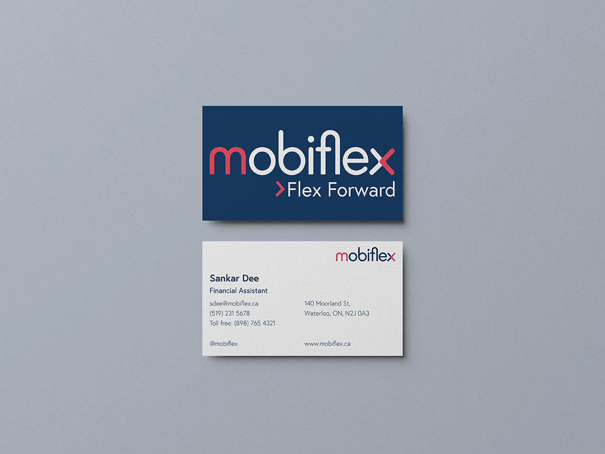 front and back of MobiFlex business cards