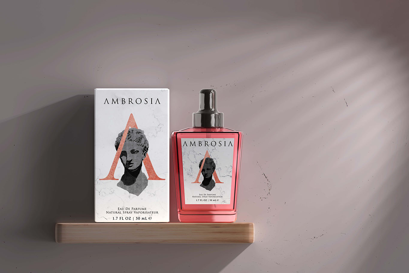 Ambrosia Perfume & Box Front view