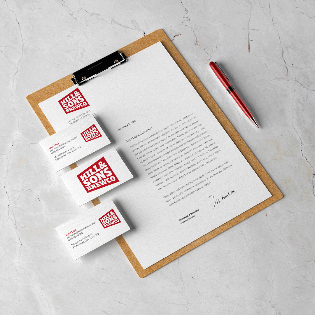 Hill and Sons branded stationery