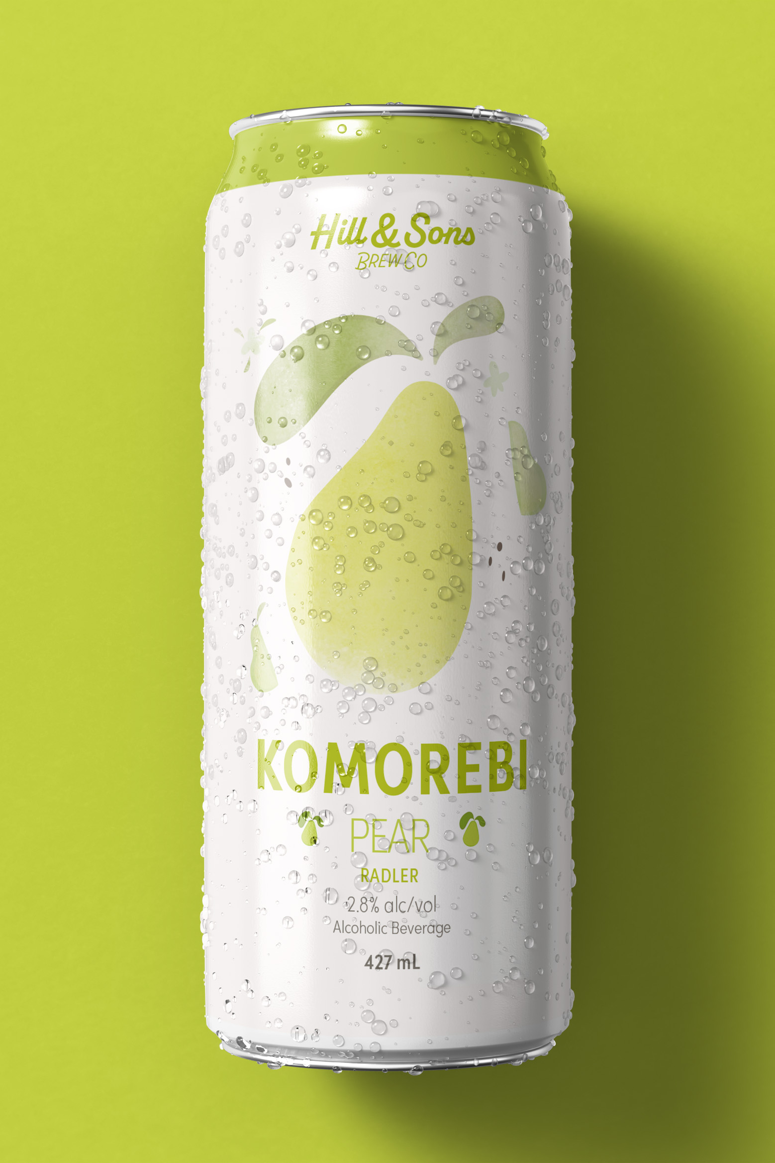 Can of Pear Radler with green background